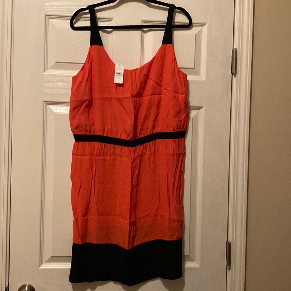 NWT  LOFT pink dress with black details